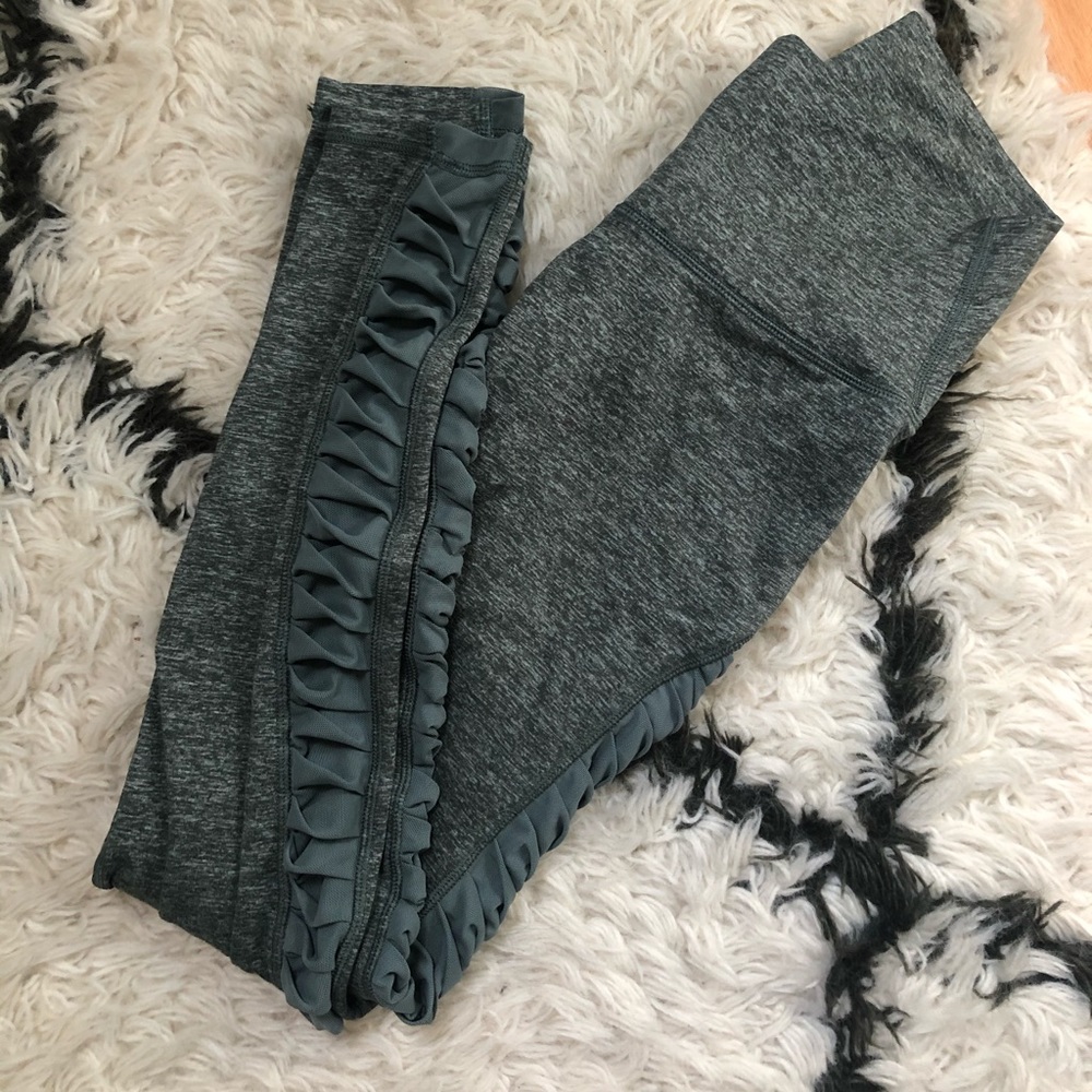 aerie Play Mesh Pleat Leggings - Heathered Green